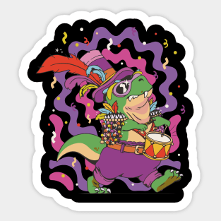 Funny Mardi Gras Party Costume Carnival With Drums Sticker